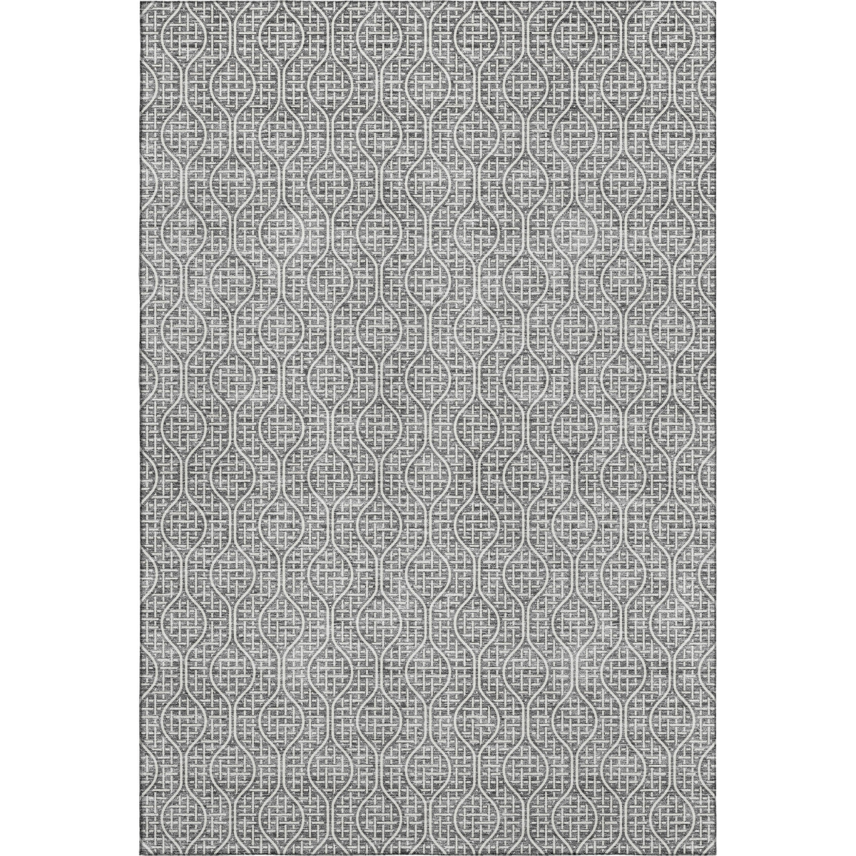 673625 8 x 10 ft. Gray & Ivory Geometric Transitional Washable Machine Made Rectangle Area Rug with UV Protection