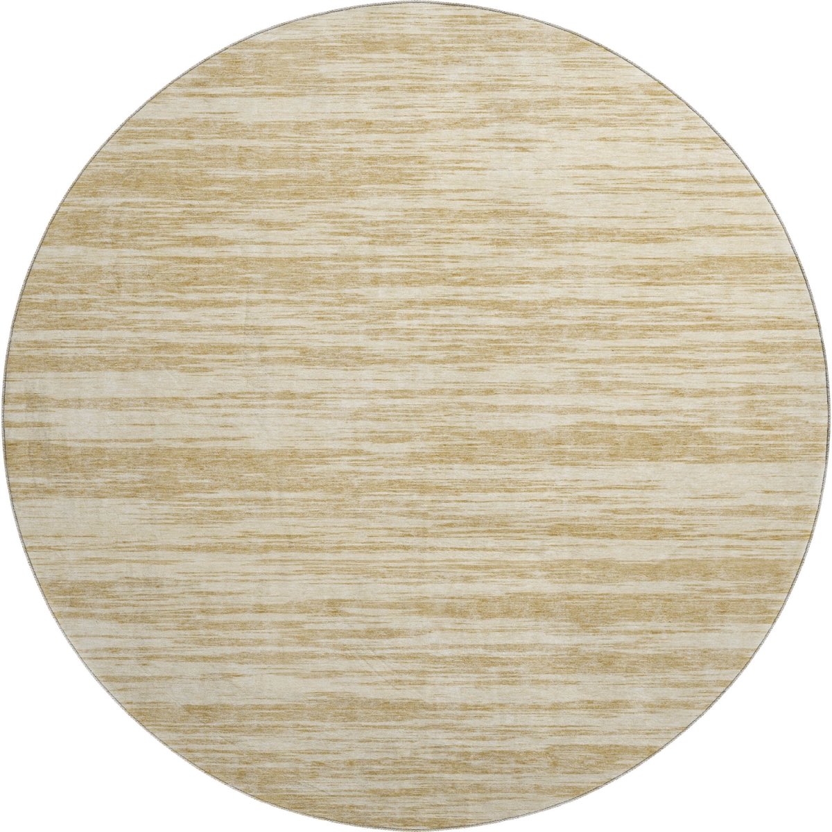 675591 8 ft. Gold & Beige Striped Transitional Washable Round Area Rug with UV Protection