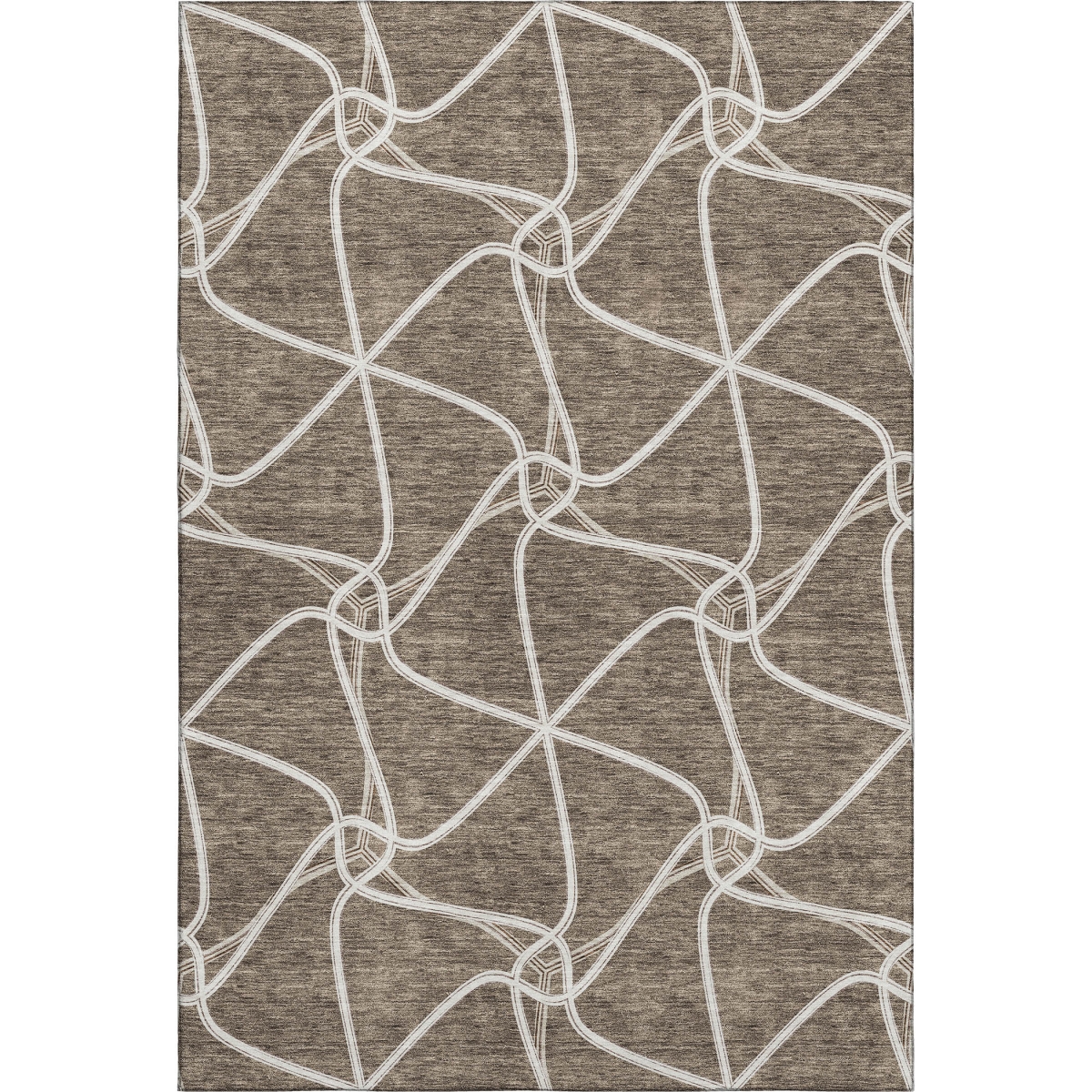 675365 9 x 12 ft. Brown & Ivory Geometric Transitional Washable Machine Made Rectangle Area Rug with UV Protection