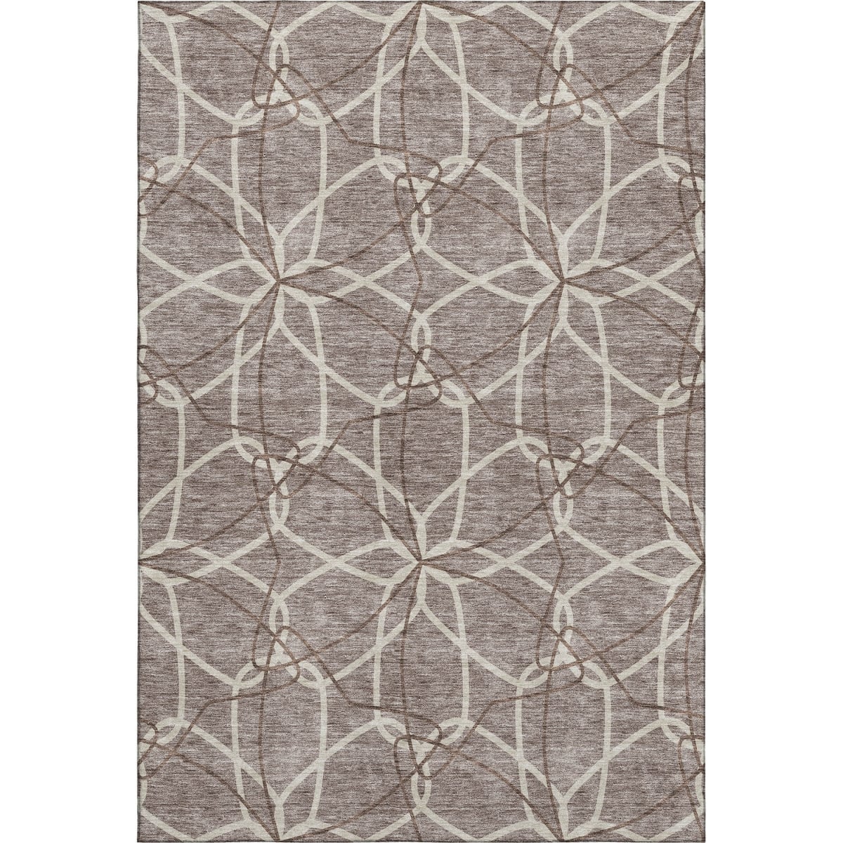 675552 10 x 14 ft. Taupe Beige & Brown Geometric Washable Machine Made Rectangle Area Rug with UV Protection
