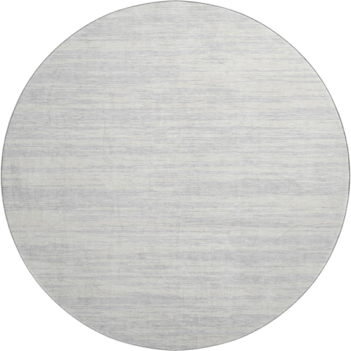 675621 8 ft. Silver & Ivory Striped Transitional Washable Round Area Rug with UV Protection