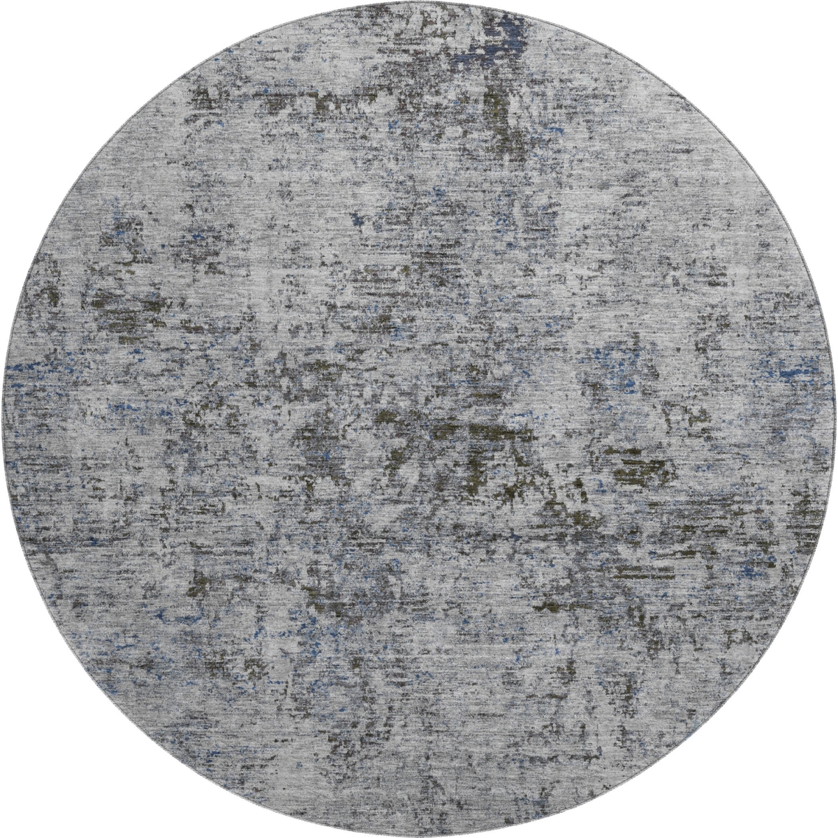 675645 8 ft. Gray & Silver Abstract Transitional Washable Round Area Rug with UV Protection