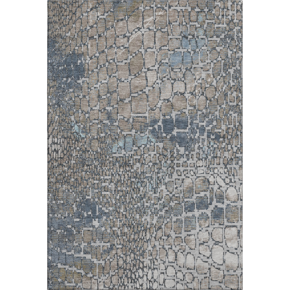 677969 10 x 14 ft. Silver Gray & Beige Abstract Geometric Washable Machine Made Rectangle Area Rug with UV Protection