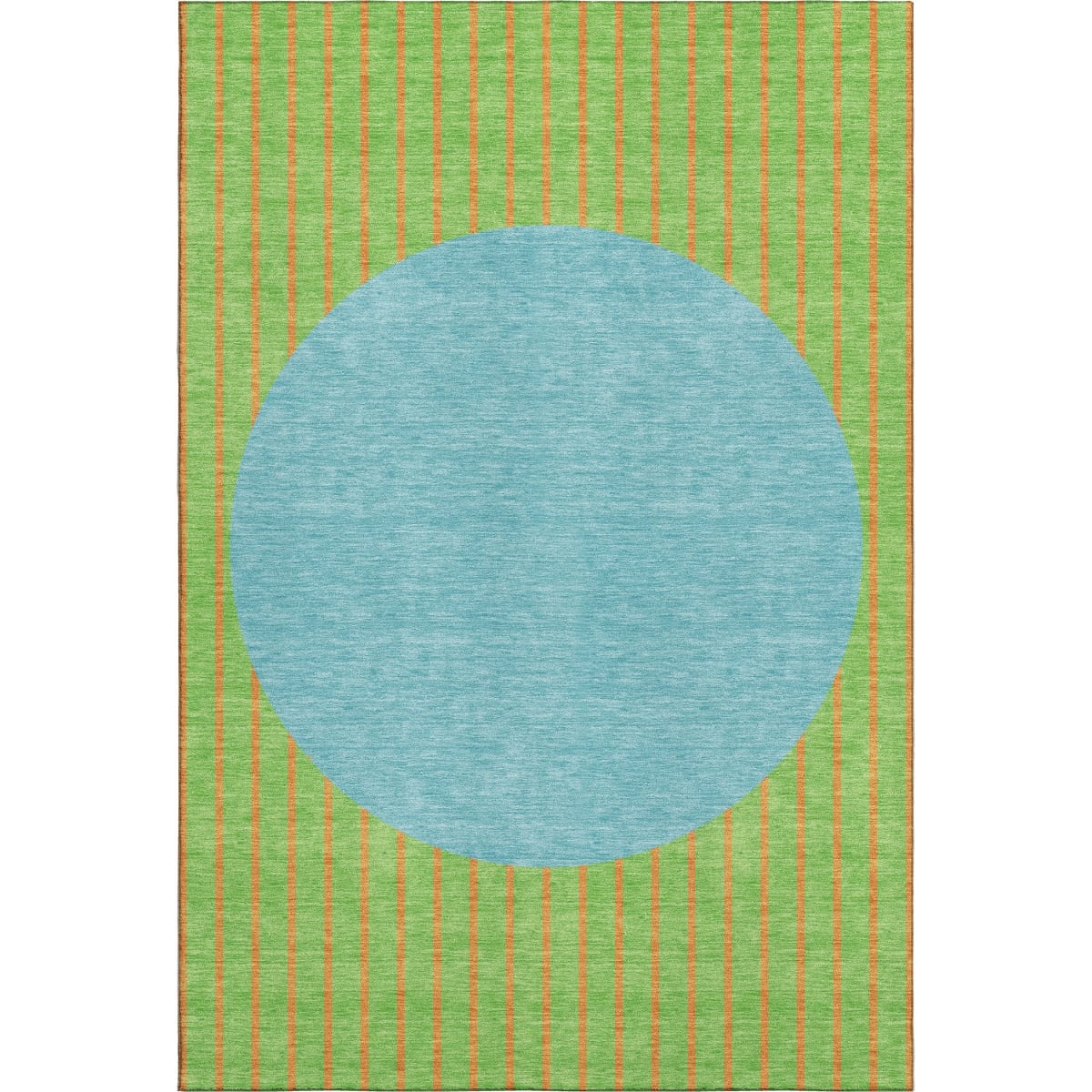 678303 8 x 10 ft. Lime Green Orange & Teal Striped Washable Machine Made Rectangle Area Rug with UV Protection