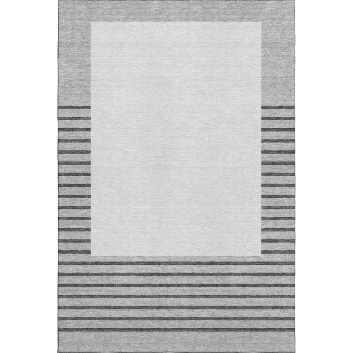 678349 5 x 8 ft. Gray Silver & Charcoal Striped Transitional Washable Machine Made Rectangle Area Rug with UV Protection