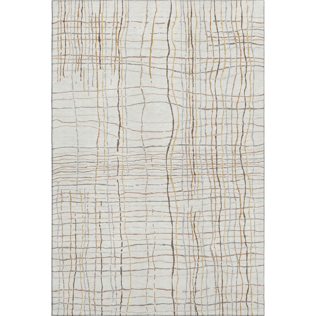 678560 8 x 10 ft. Ivory Gold & Gray Striped Washable Machine Made Rectangle Area Rug with UV Protection