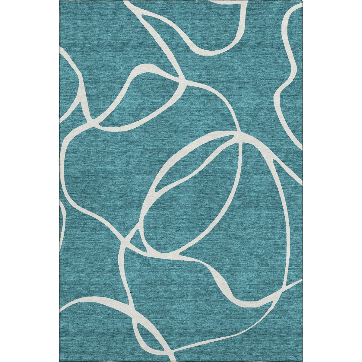678686 8 x 10 ft. Teal & Ivory Abstract Transitional Washable Machine Made Rectangle Area Rug with UV Protection