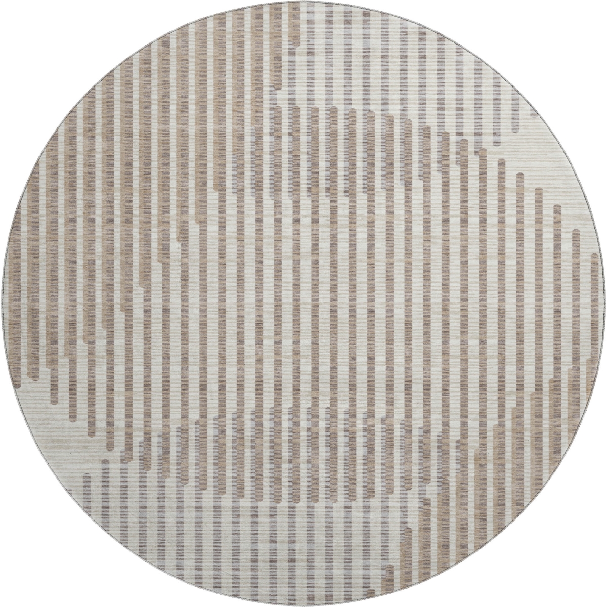 678763 8 ft. Beige & Taupe Geometric Transitional Washable Round Area Rug with UV Protection