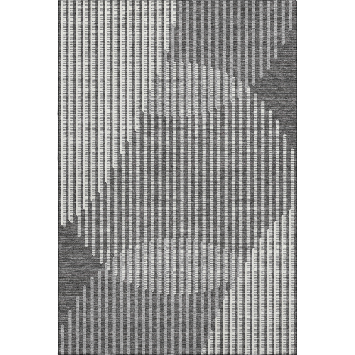 678780 5 x 8 ft. Charcoal Ivory & Gray Geometric Washable Machine Made Rectangle Area Rug with UV Protection