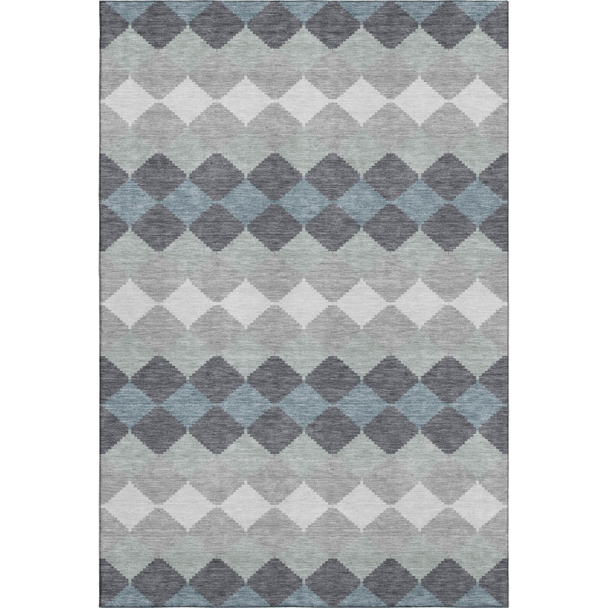 679066 10 x 14 ft. Gray, Ivory & Silver Geometric Washable Machine Made Rectangle Area Rug with UV Protection