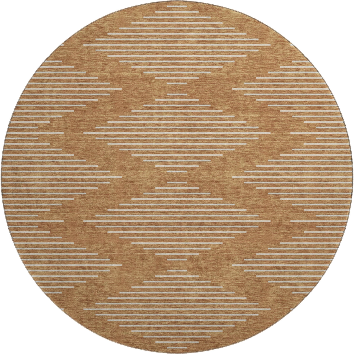 679771 8 ft. Rust & Beige Geometric Transitional Washable Round Area Rug with UV Protection