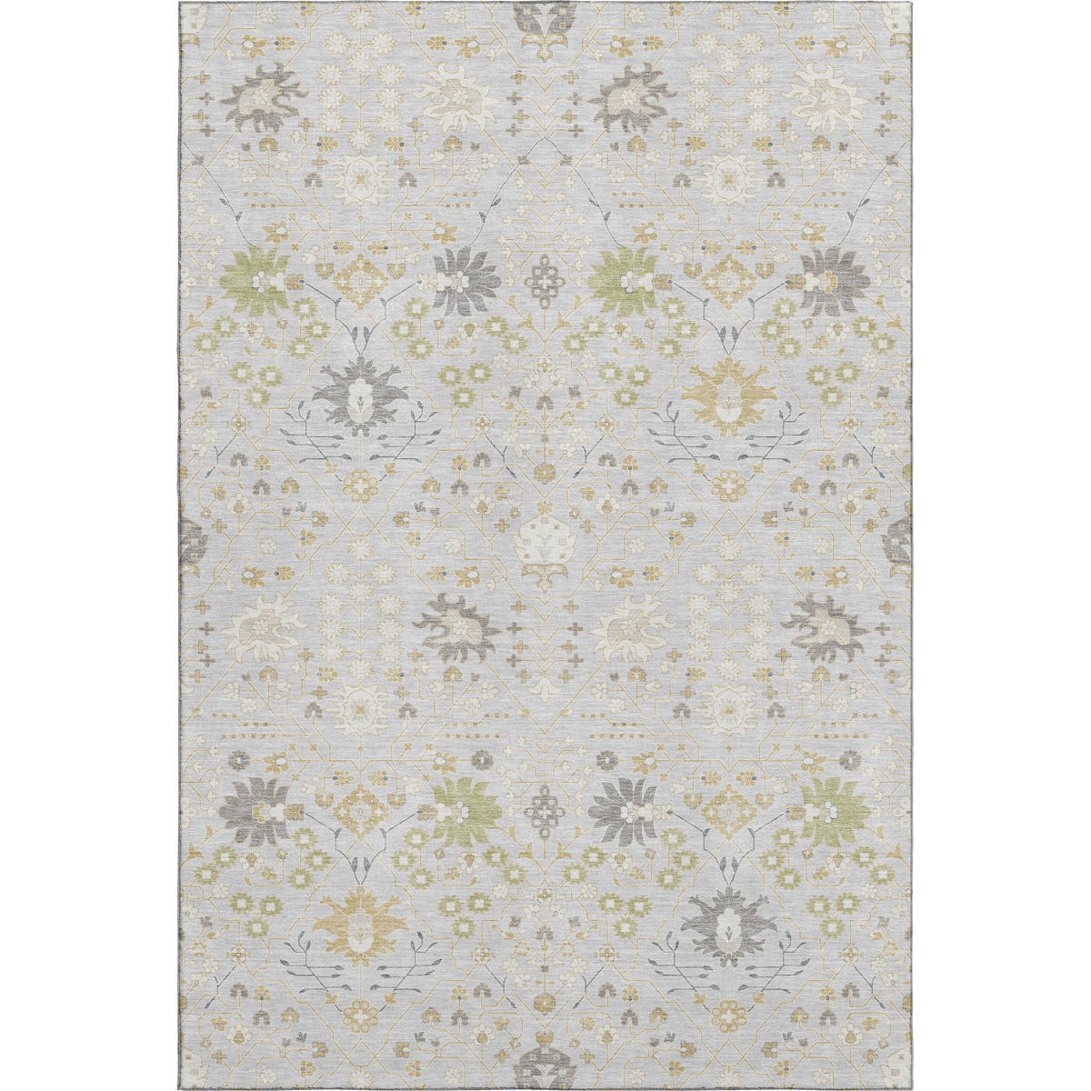 679230 5 x 8 ft. Silver Gold & Gray Oriental Washable Machine Made Rectangle Area Rug with UV Protection