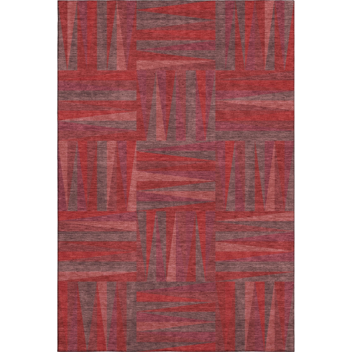 679461 9 x 12 ft. Red & Burgundy Geometric Washable Machine Made Rectangle Area Rug with UV Protection