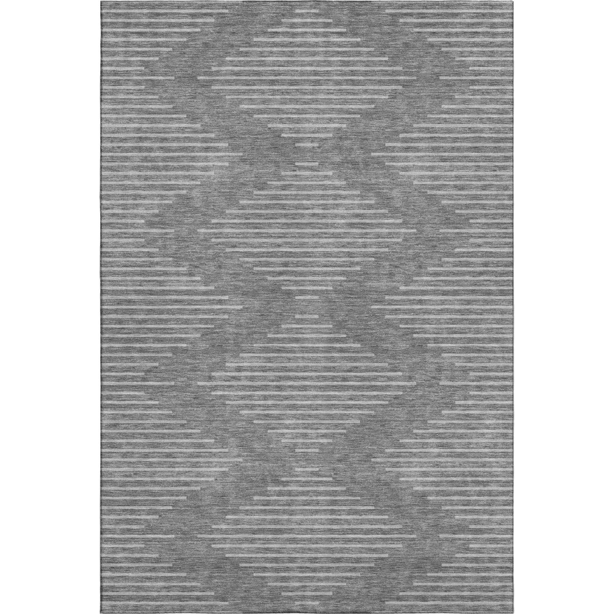 679704 5 x 8 ft. Charcoal & Silver Geometric Transitional Washable Machine Made Rectangle Area Rug with UV Protection