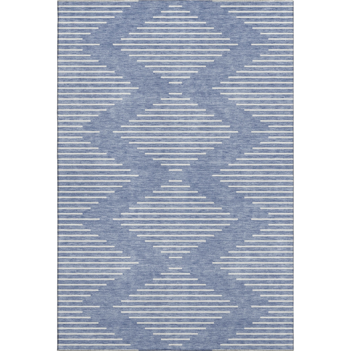 679712 8 x 10 ft. Denim Blue & Ivory Geometric Transitional Washable Machine Made Rectangle Area Rug with UV Protection