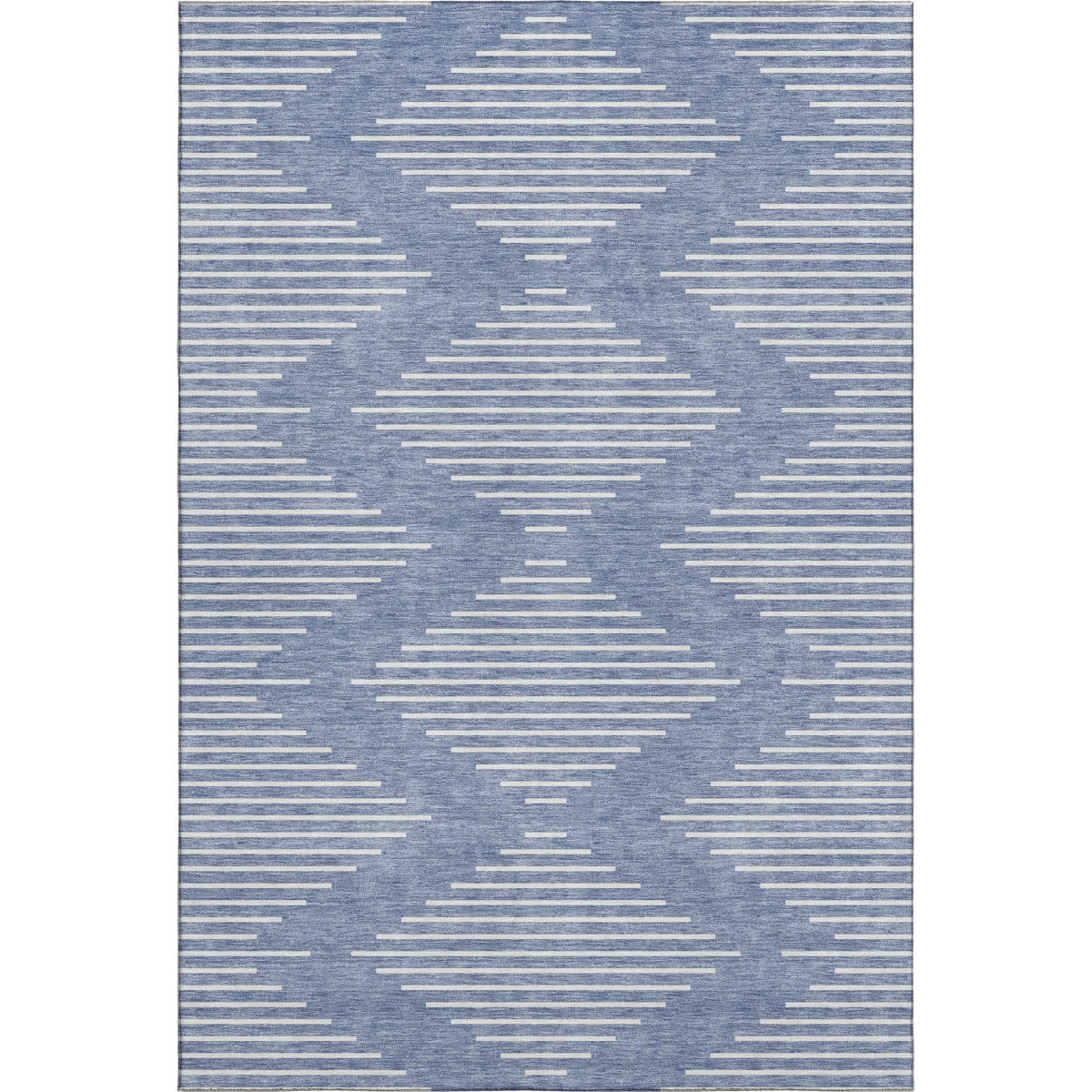 679714 10 x 14 ft. Denim Blue & Ivory Geometric Transitional Washable Machine Made Rectangle Area Rug with UV Protection