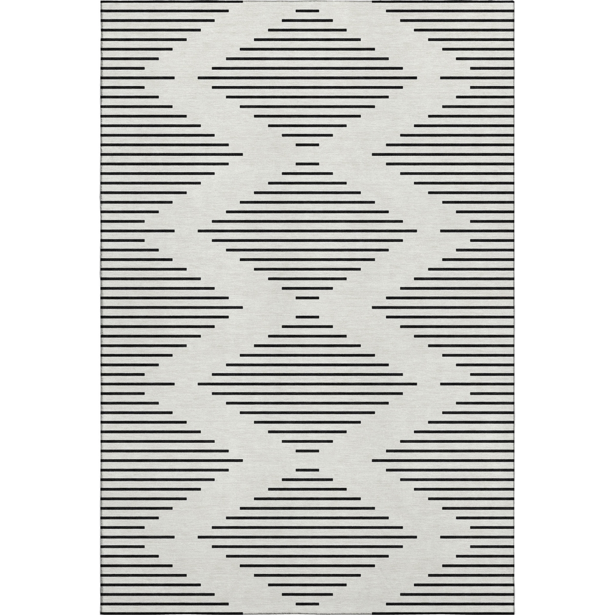 679740 5 x 8 ft. Ivory & Black Geometric Washable Machine Made Rectangle Area Rug with UV Protection