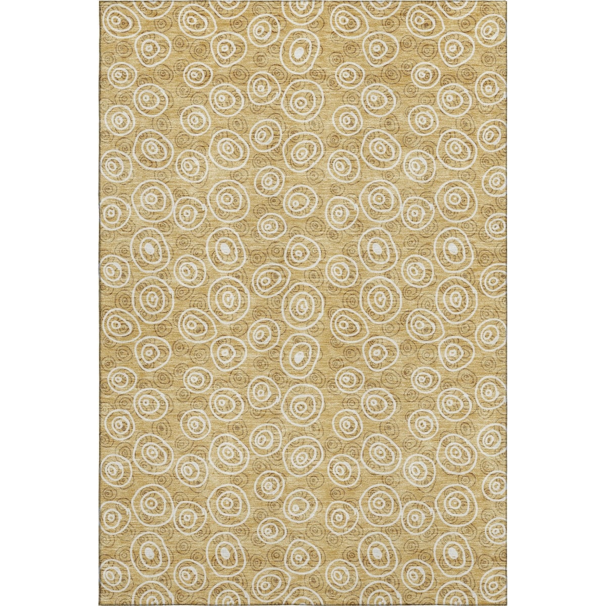 661568 9 x 12 ft. Gold & Ivory Polka Dot Transitional Washable Machine Made Rectangle Area Rug with UV Protection