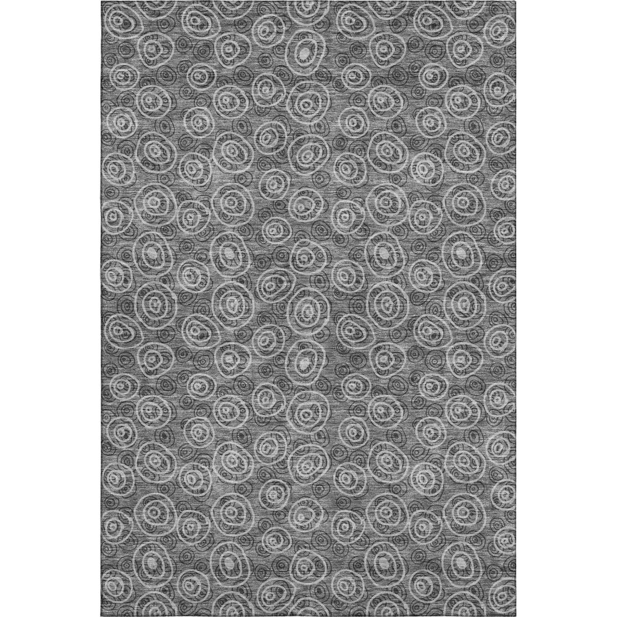 661575 10 x 14 ft. Gray & Silver Polka Dot Washable Machine Made Rectangle Area Rug with UV Protection