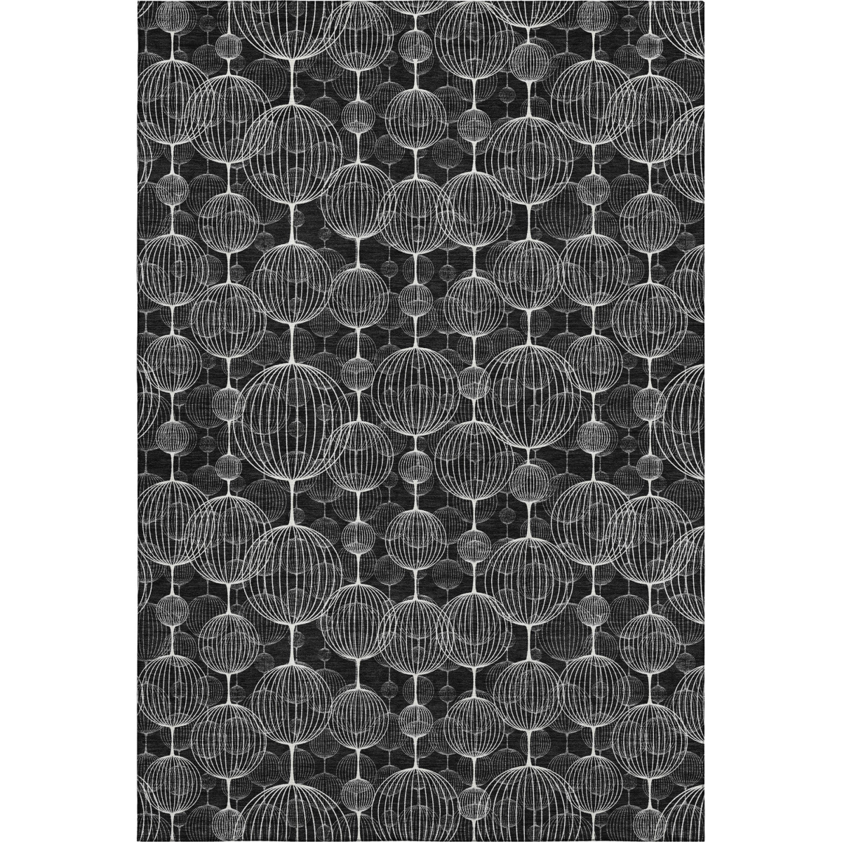 661881 10 x 14 ft. Black & Ivory Geometric Transitional Washable Machine Made Rectangle Area Rug with UV Protection