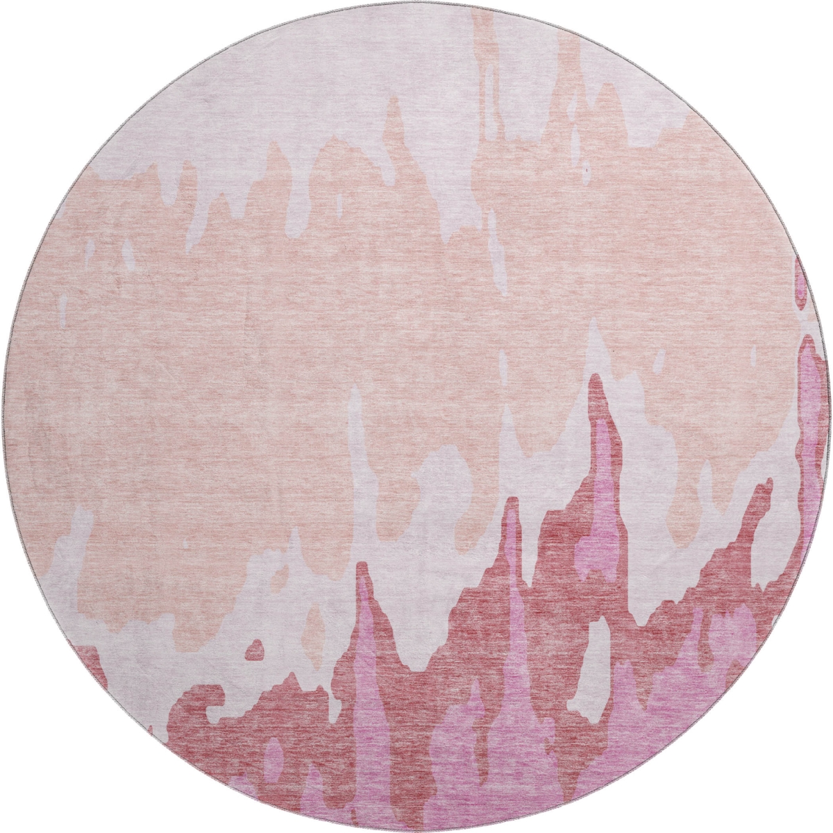 676119 8 ft. Blush & Pink Abstract Washable Round Area Rug with UV Protection