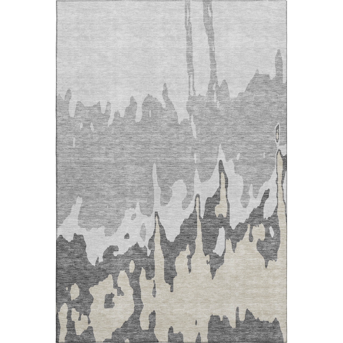 676128 10 x 14 ft. Gray & Silver Abstract Transitional Washable Machine Made Rectangle Area Rug with UV Protection