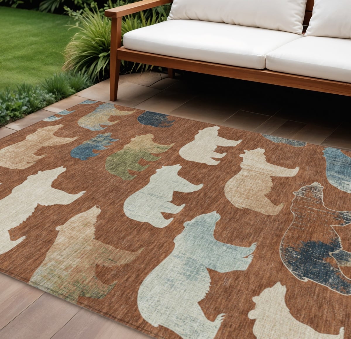 660376 8 x 10 ft. Chili Red Ivory & Beige Animal Print Washable Transitional Indoor & Outdoor Rectangle Area Rug