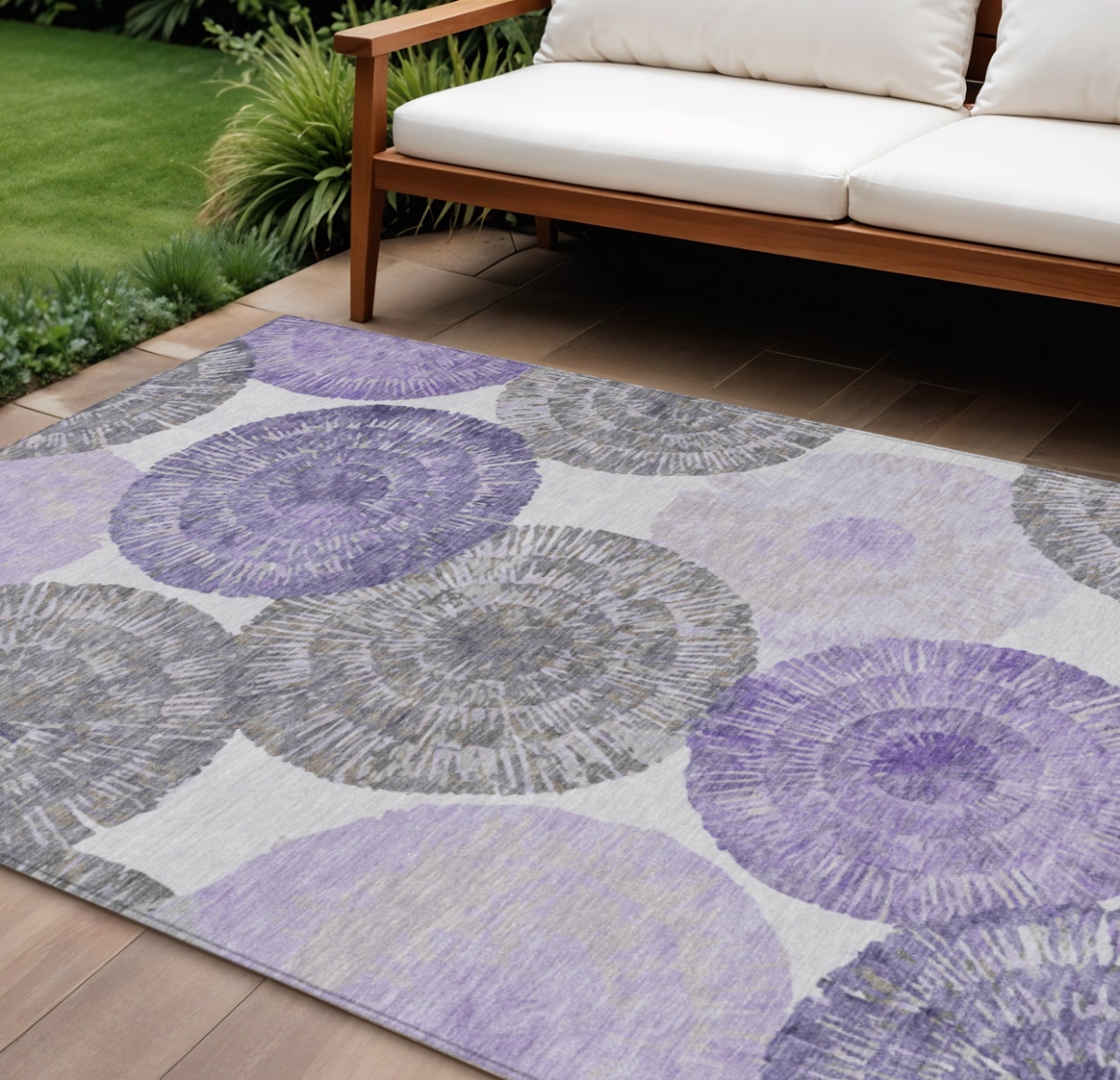 661014 10 x 14 ft. Plum, Ivory & Khaki Abstract Washable Transitional Indoor & Outdoor Rectangle Area Rug