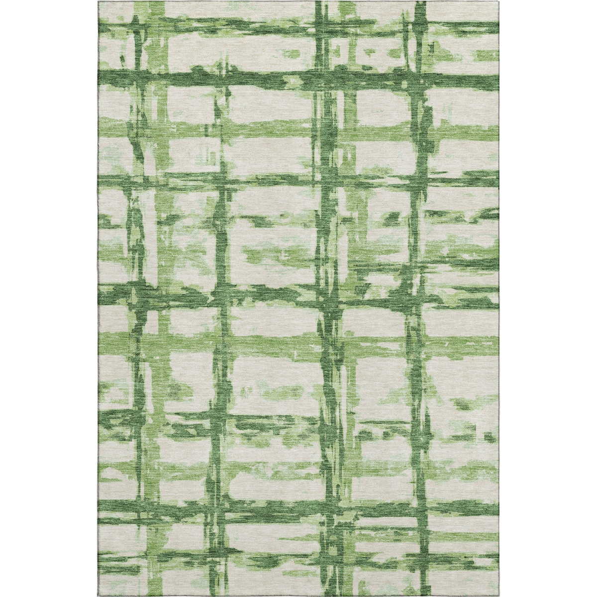 662783 10 x 14 ft. Green & Ivory Striped Transitional Washable Machine Made Rectangle Area Rug with UV Protection