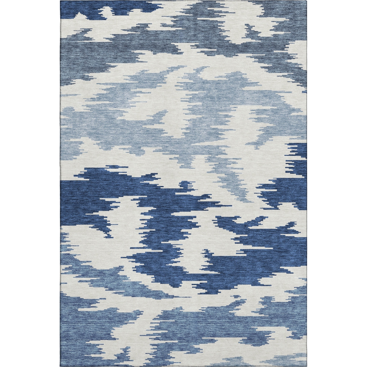 662866 9 x 12 ft. Navy Blue & Ivory Abstract Transitional Washable Machine Made Rectangle Area Rug with UV Protection