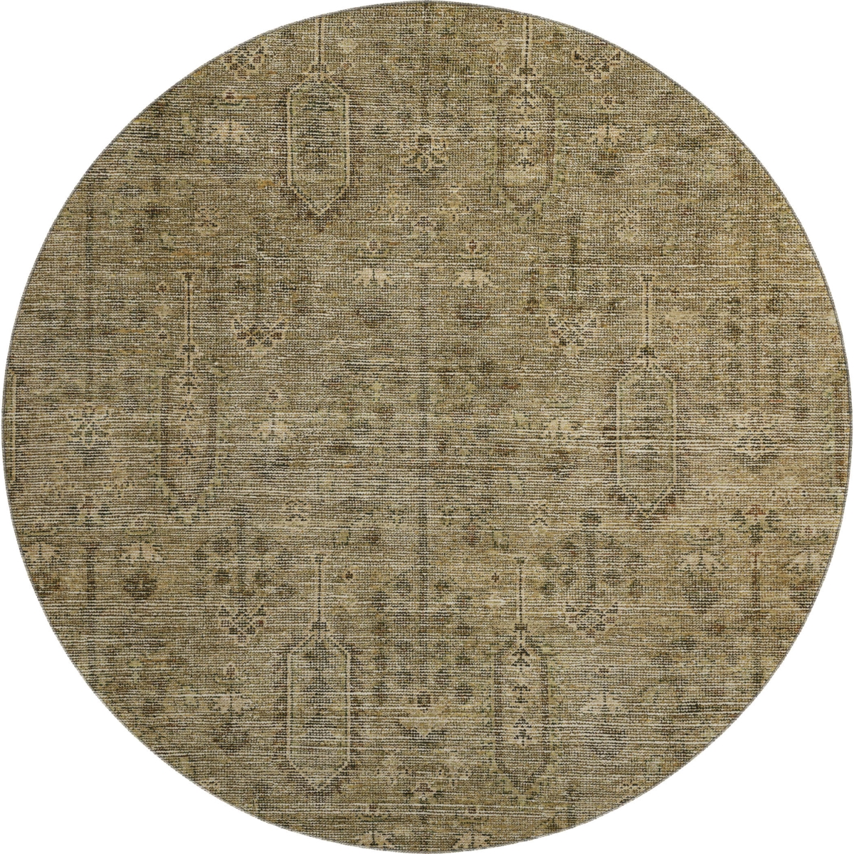 665394 8 ft. Brown & Beige Southwestern Transitional Washable Round Area Rug with UV Protection