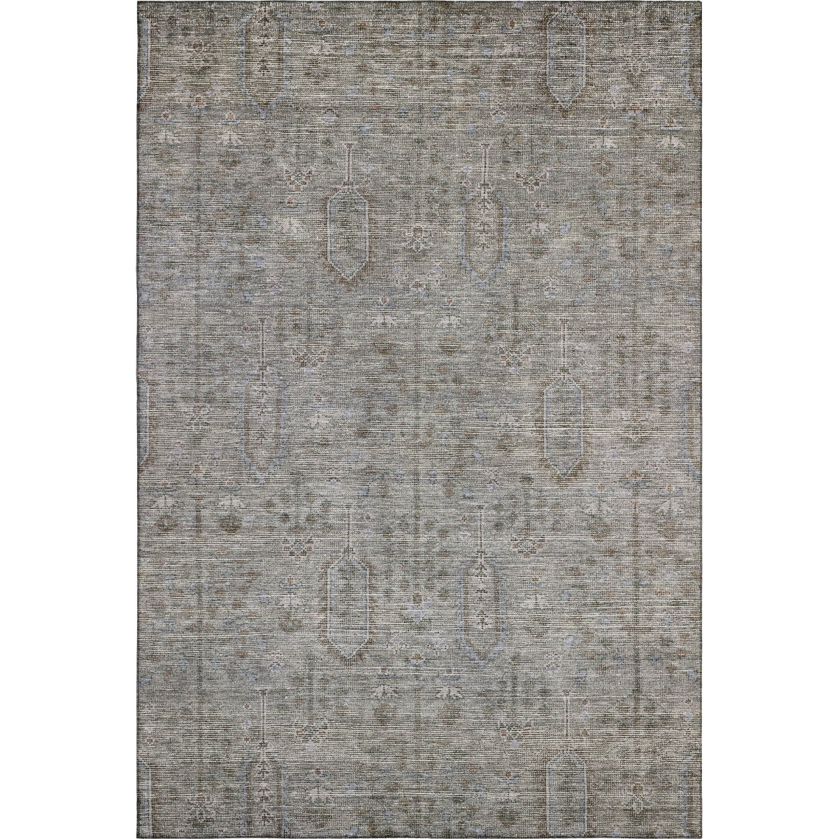 665407 8 x 10 ft. Granite Gray & Silver Southwestern Washable Machine Made Rectangle Area Rug with UV Protection
