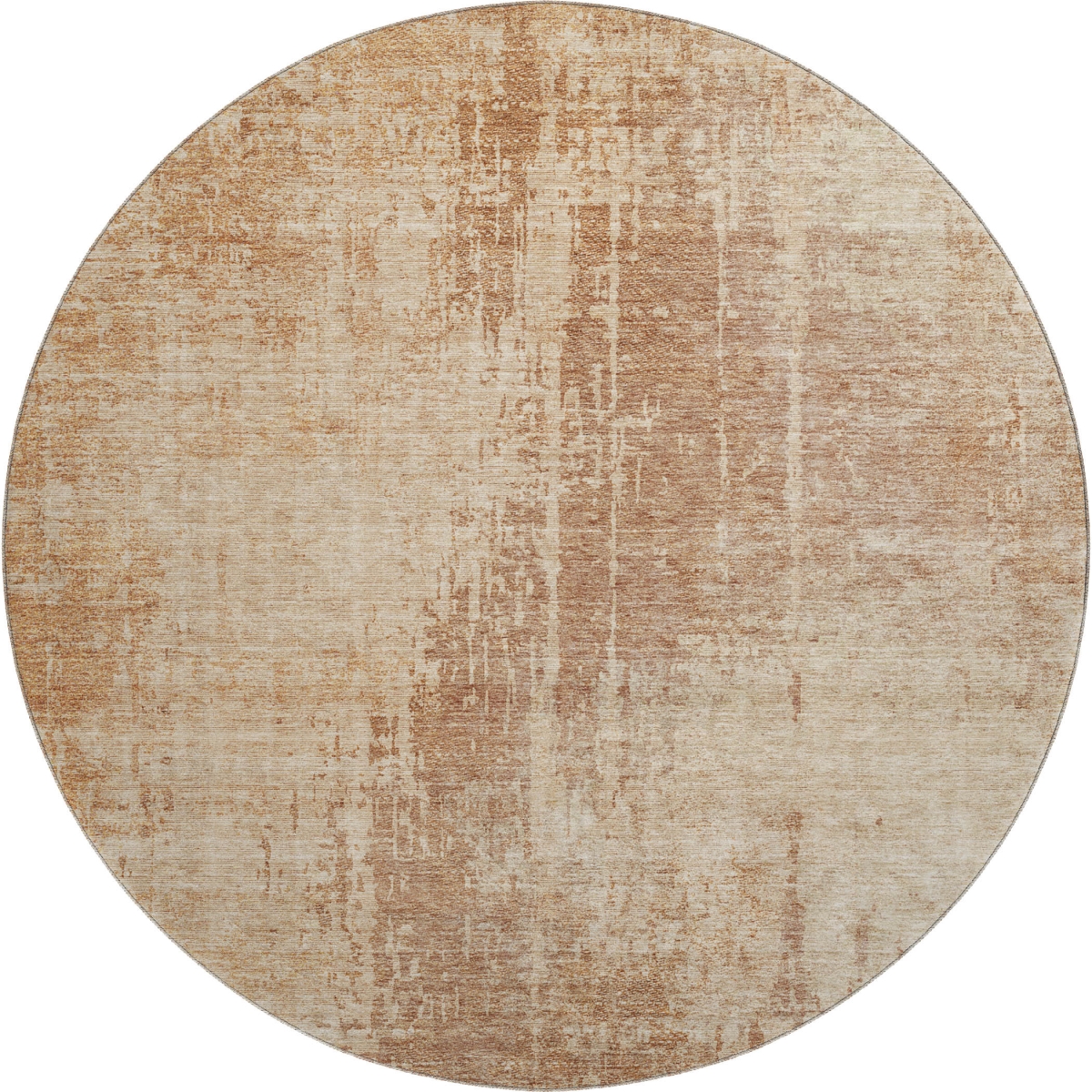 665666 8 ft. Terra Cotta & Copper Abstract Washable Round Area Rug with UV Protection