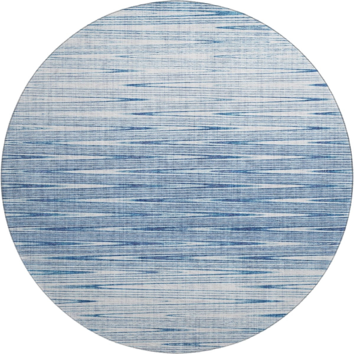 665756 8 ft. Blue & Ivory Abstract Transitional Washable Round Area Rug with UV Protection