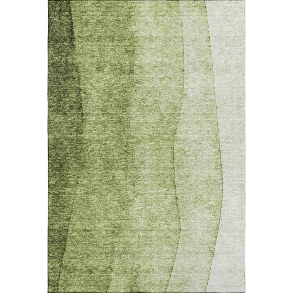 652736 9 x 12 ft. Olive Green & Ivory Ombre Transitional Washable Machine Made Rectangle Area Rug with UV Protection