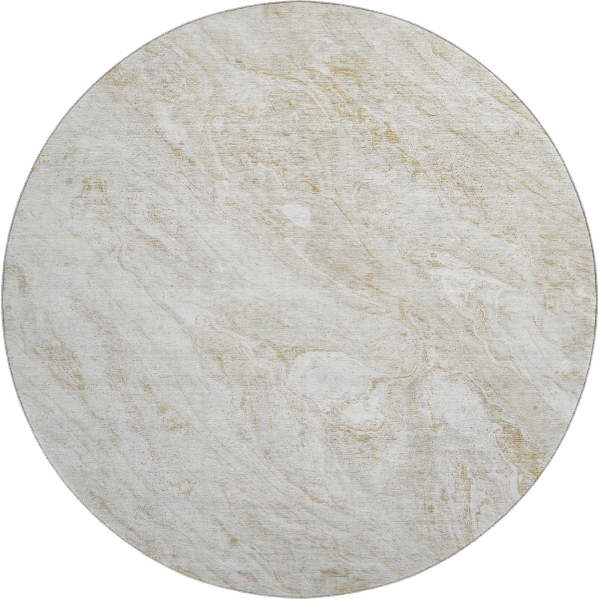 653455 8 ft. Ivory & Beige Abstract Transitional Washable Round Area Rug with UV Protection