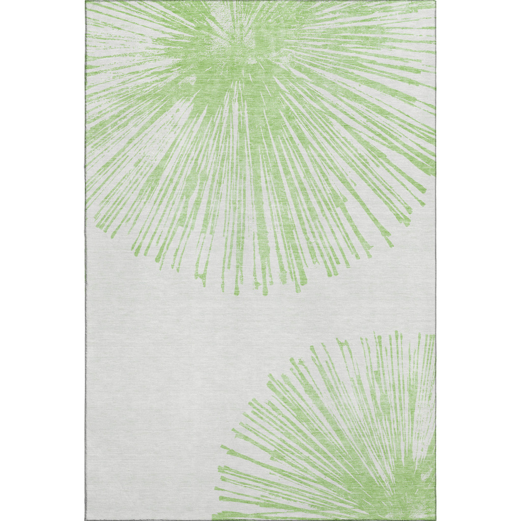 653517 9 x 12 ft. Artichoke Green & Ivory Abstract Transitional Washable Machine Made Rectangle Area Rug with UV Protection