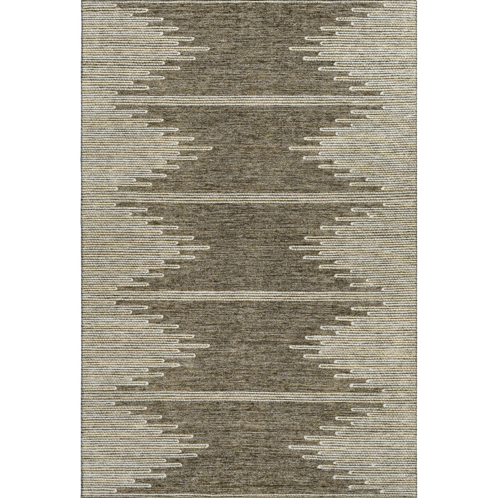 653682 9 x 12 ft. Coffee & Ivory Abstract Washable Machine Made Rectangle Area Rug with UV Protection