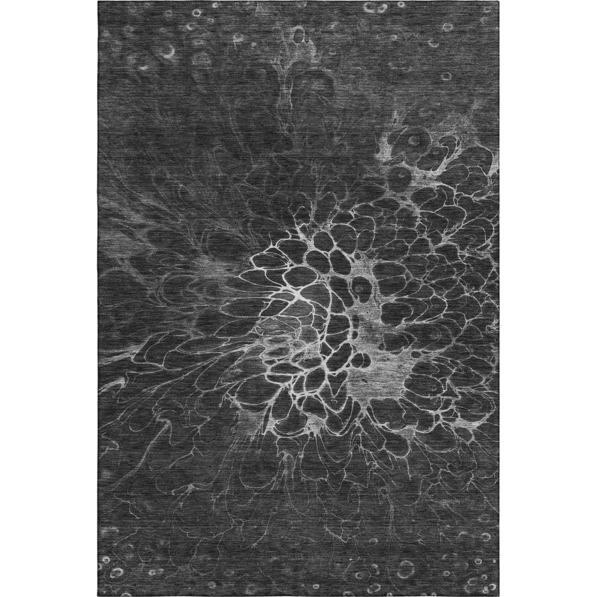 654560 10 x 14 ft. Charcoal & Silver Abstract Transitional Washable Machine Made Rectangle Area Rug with UV Protection