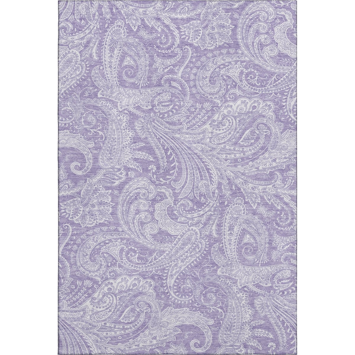 654663 3 x 5 ft. Lavender & Ivory Paisley Transitional Washable Machine Made Rectangle Area Rug with UV Protection