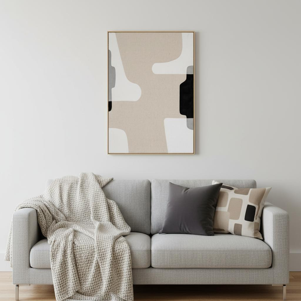 653980 Cadenza Hand Painted Brown Floater Frame Wall Art