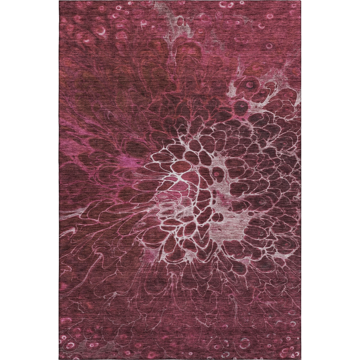 654572 10 x 14 ft. Merlot & Silver Abstract Washable Machine Made Rectangle Area Rug with UV Protection