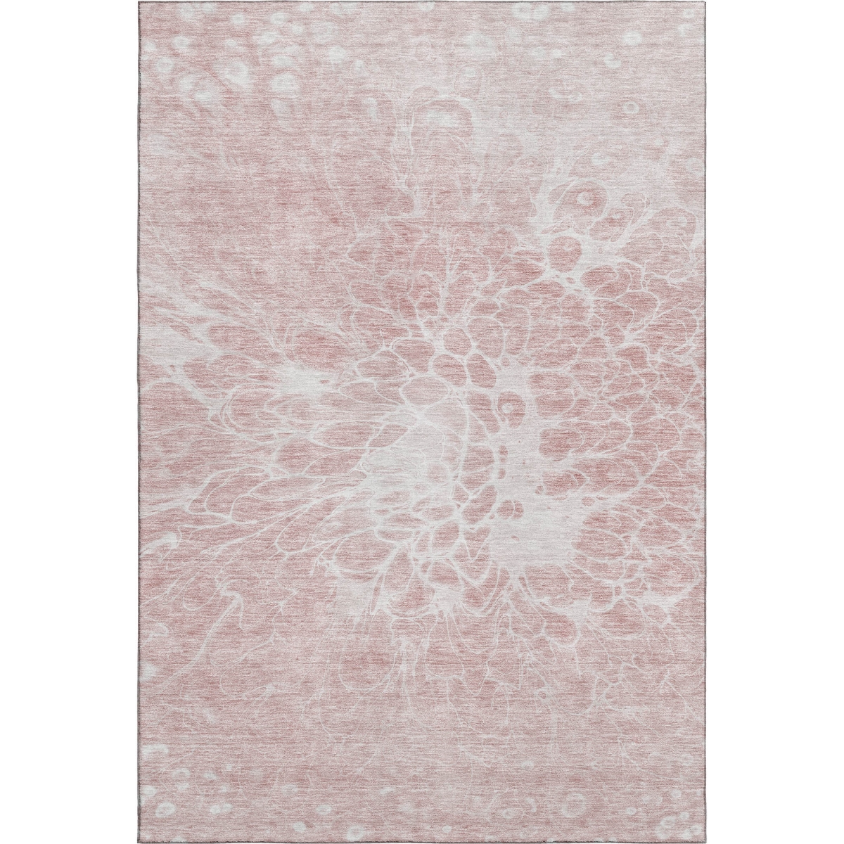 654608 10 x 14 ft. Pink & Ivory Abstract Transitional Washable Machine Made Rectangle Area Rug with UV Protection