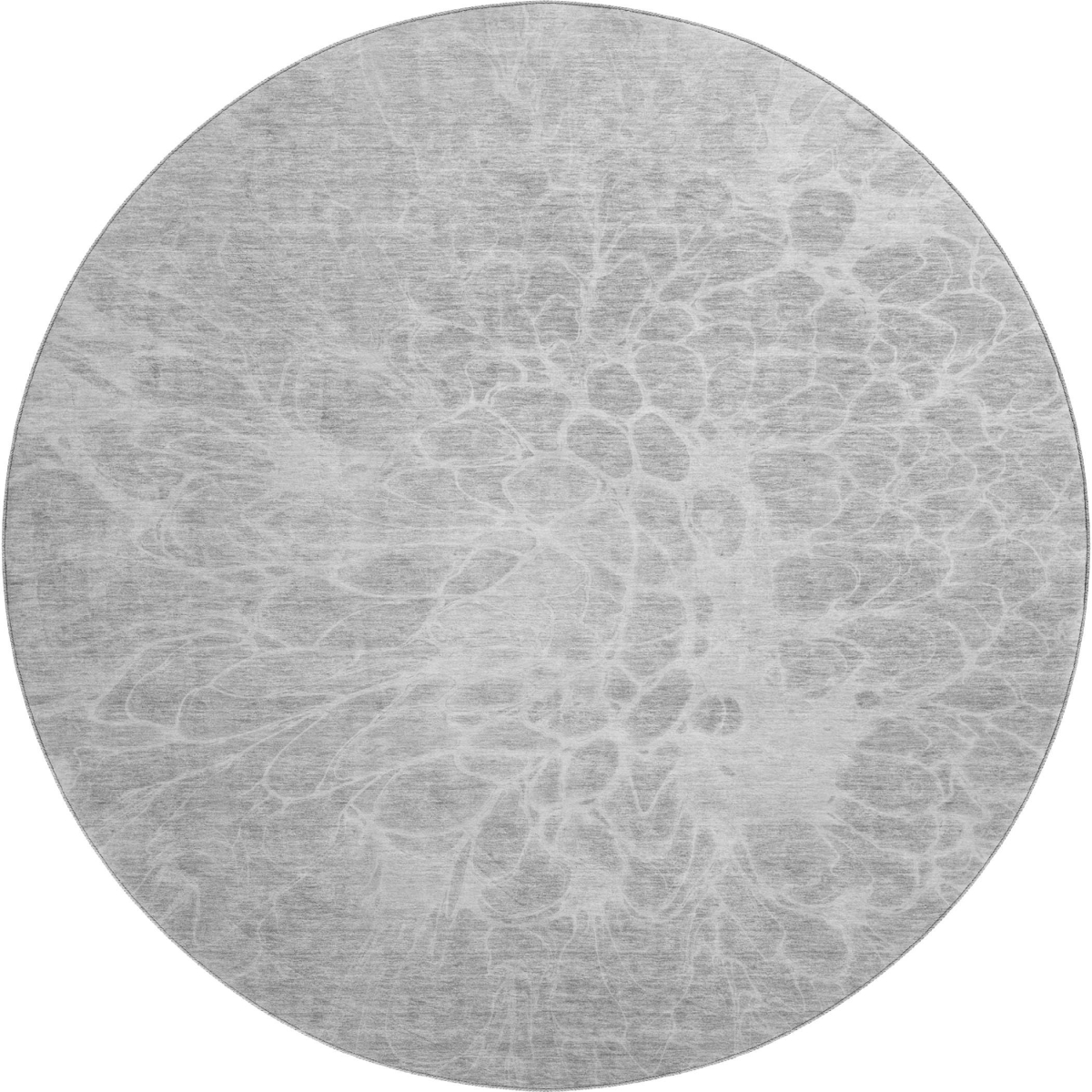 654617 8 ft. Silver & Gray Abstract Transitional Washable Round Area Rug with UV Protection