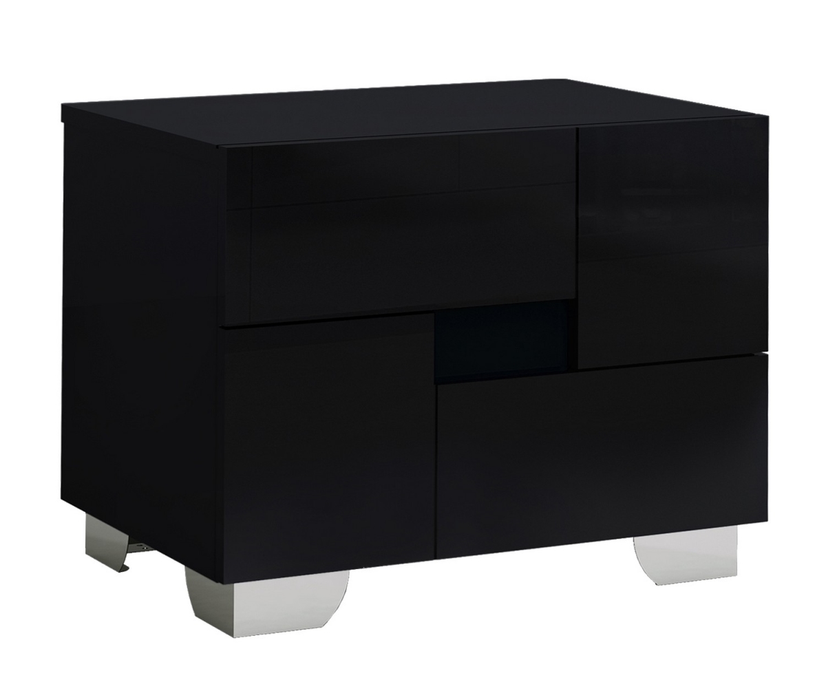 Superb High Gloss Nightstand, Black - 18 in.