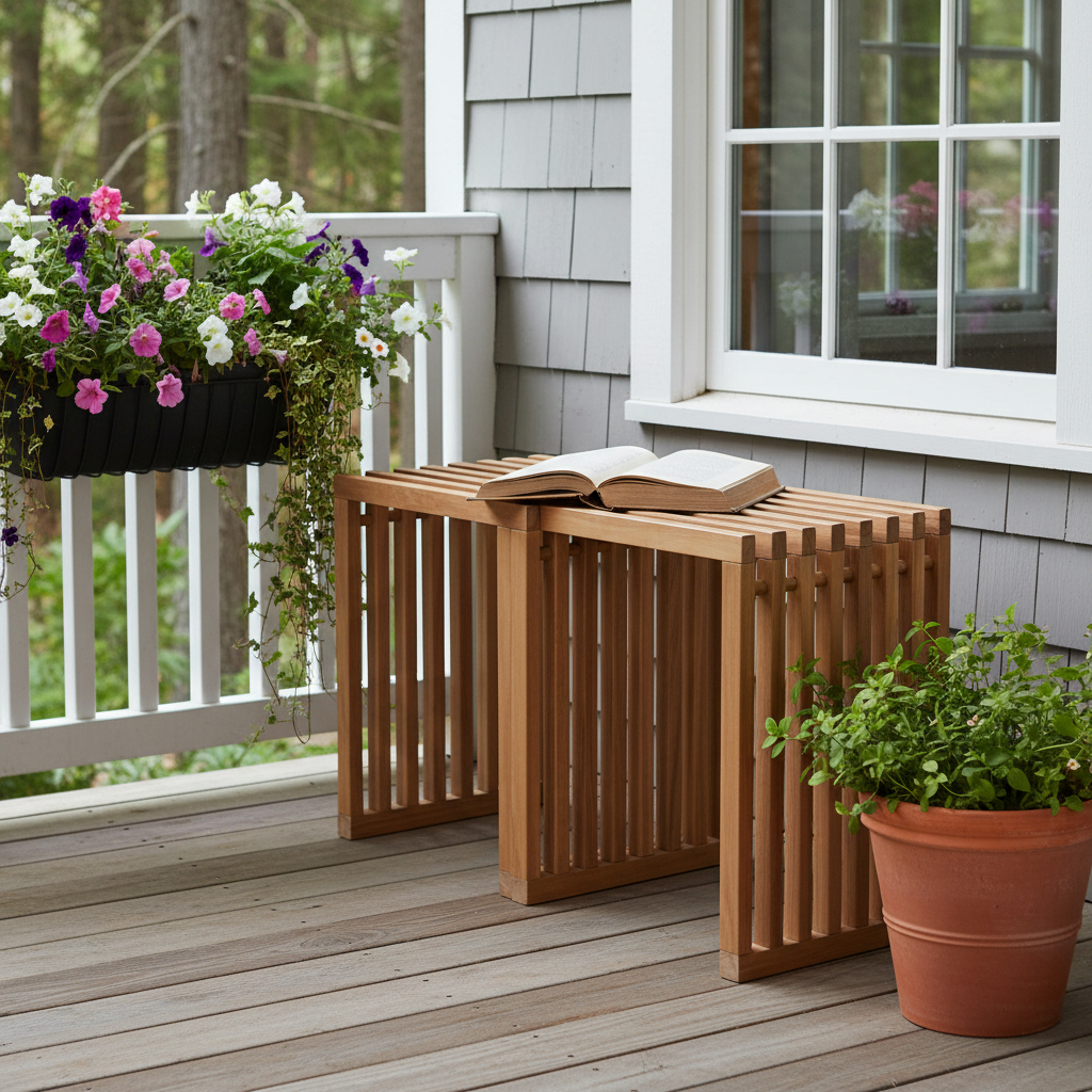 668843 27 in. Natural Solid Wood Extendable Indoor Outdoor Bench