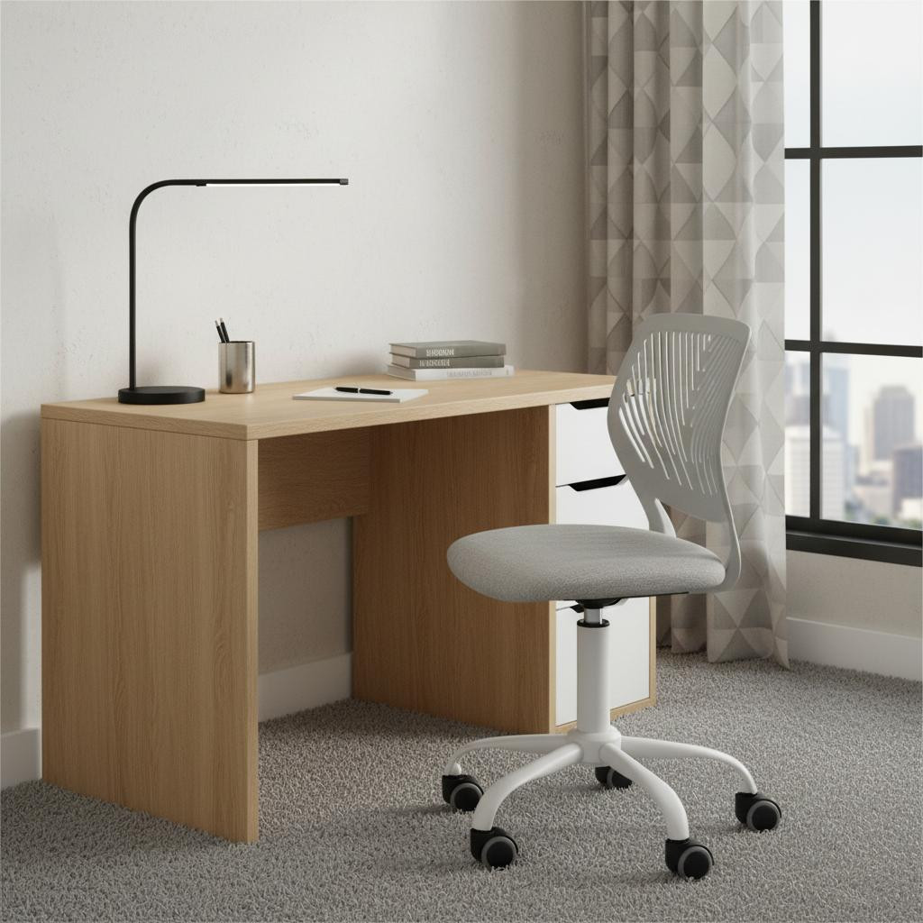 719203 Gray & White Adjustable Height Swivel Rolling Office Chair