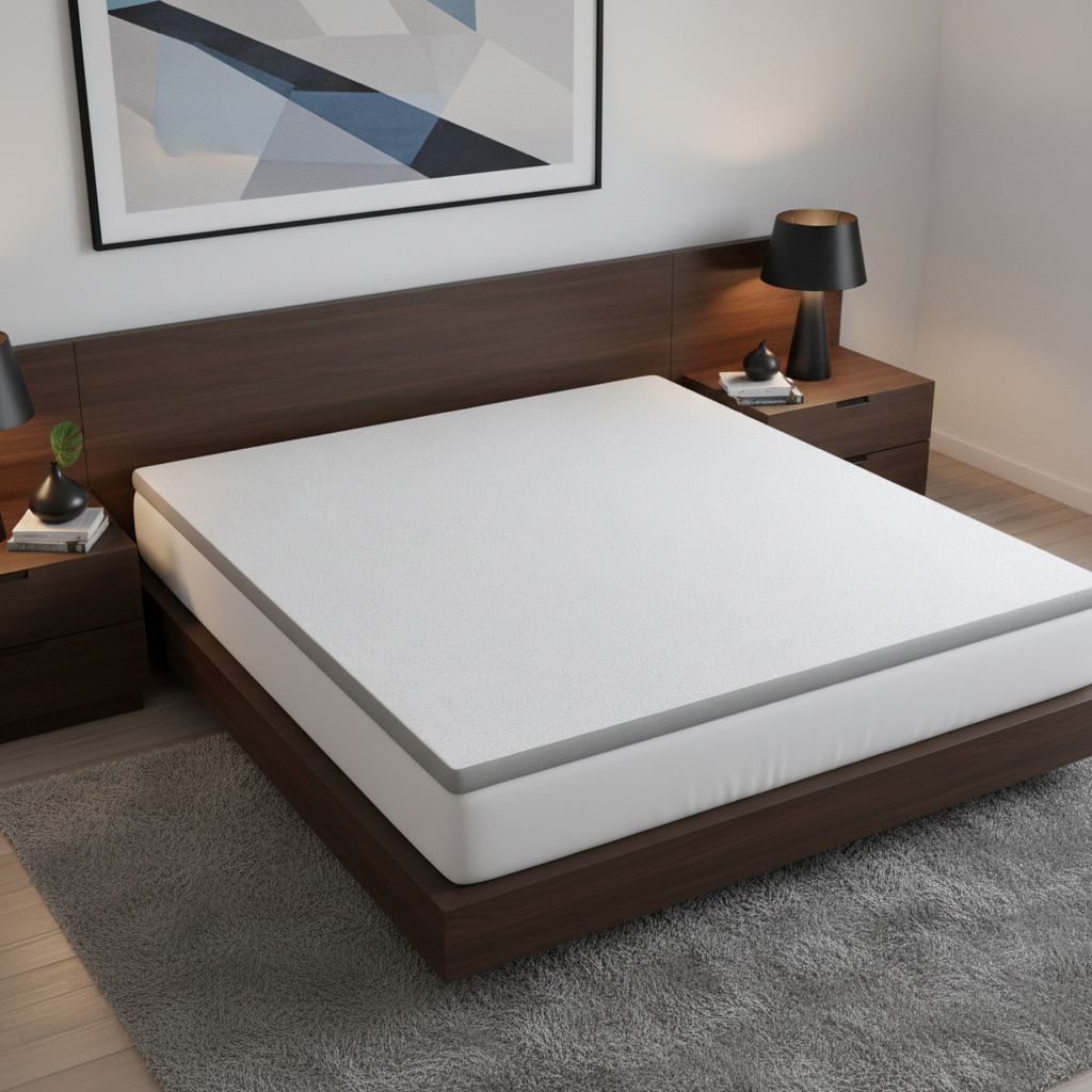 711917 3 in. White Gel Memory Foam King Size Mattress Topper