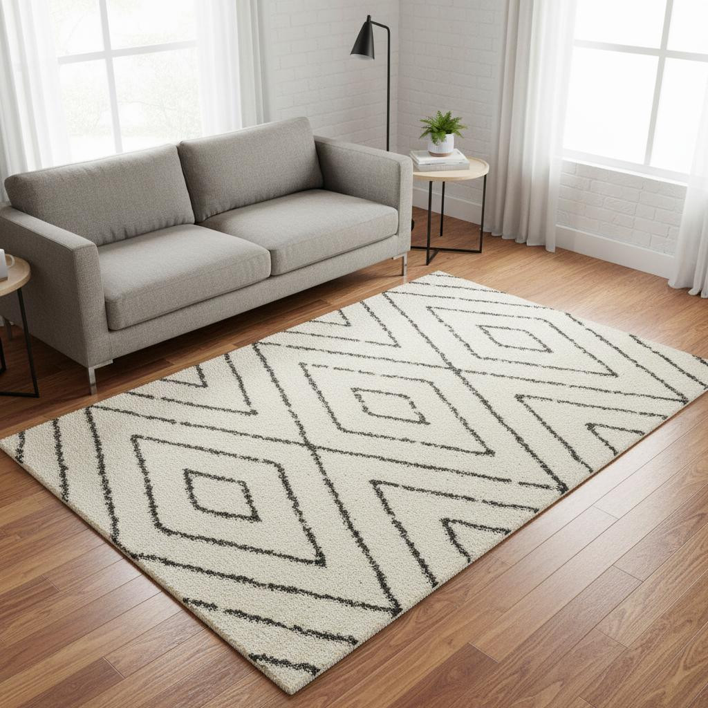 660178 5 x 8 ft. Cream & Green Geometric Rectangle Area Rug