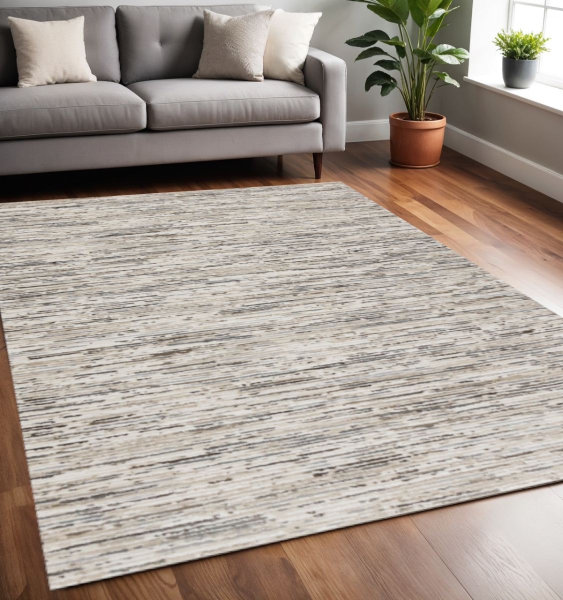 660210 5 x 8 ft. Cream & Brown Striped Rectangle Area Rug